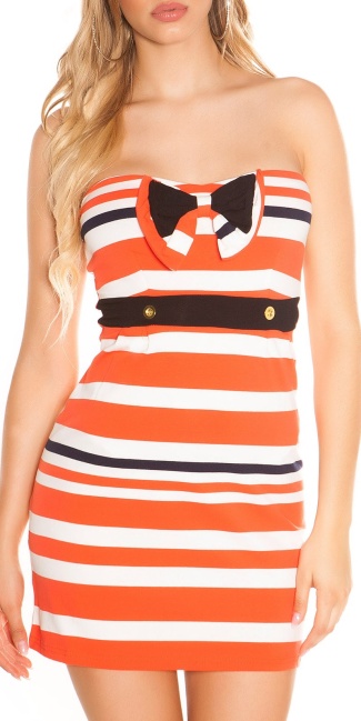 bandeau minidress with bow and buttons Orange